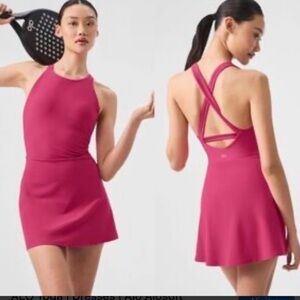 ALO Yoga AloSoft Backspin Tennis Athletic Mini Dress Fuchsia Summer Crush Pink